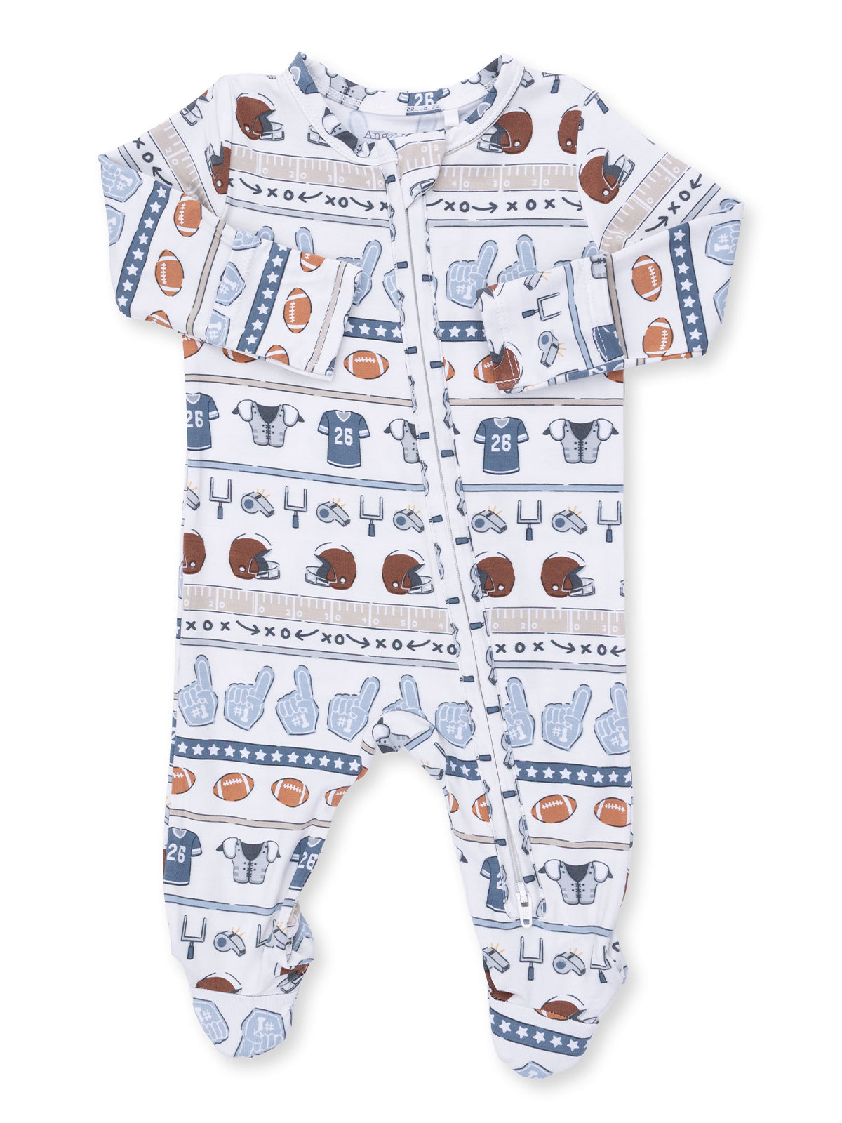 2-Way Zip Footie, Football Stripe