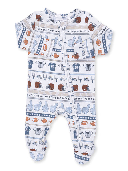 2-Way Zip Footie, Football Stripe