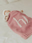 Hi. Hand Knit Blanket, Rosy Pink