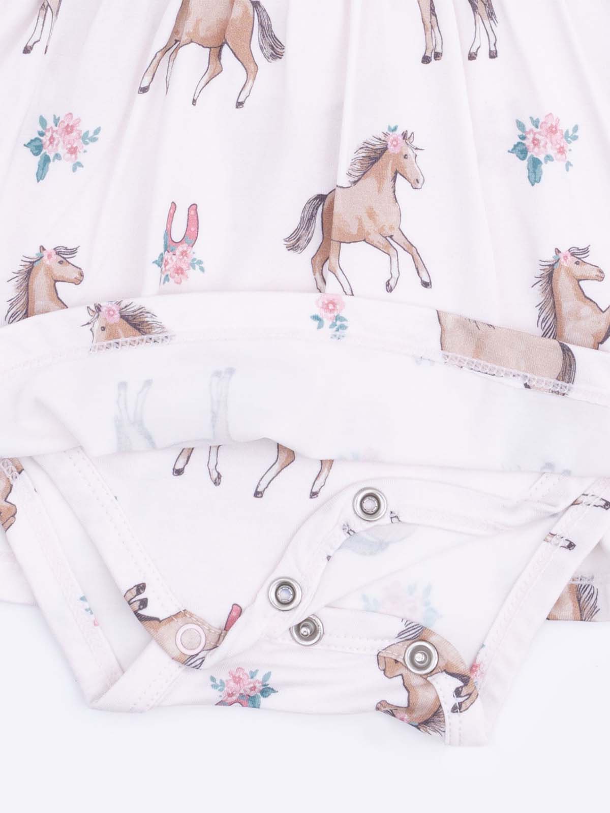 Long Sleeve Ruffle Bodysuit Dress, I Love Horses