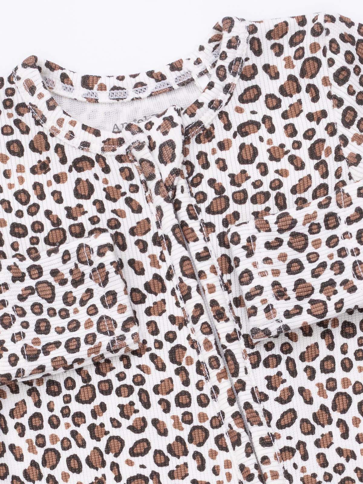 Ribbed 2-Way Ruffle Zip Footie, Leopard