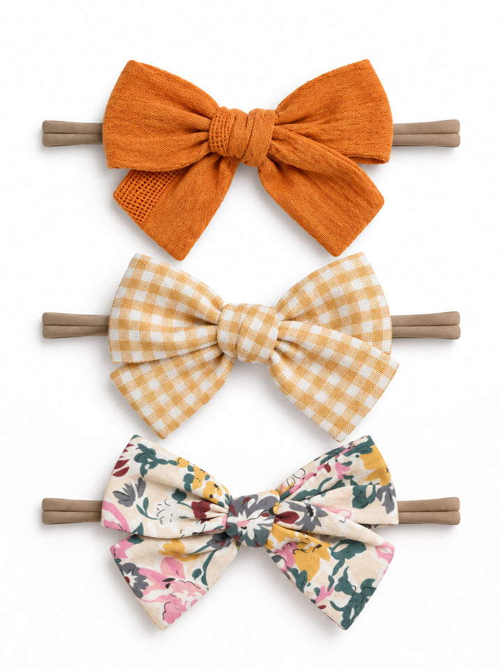 3-Pack Nylon Bows, Goldie
