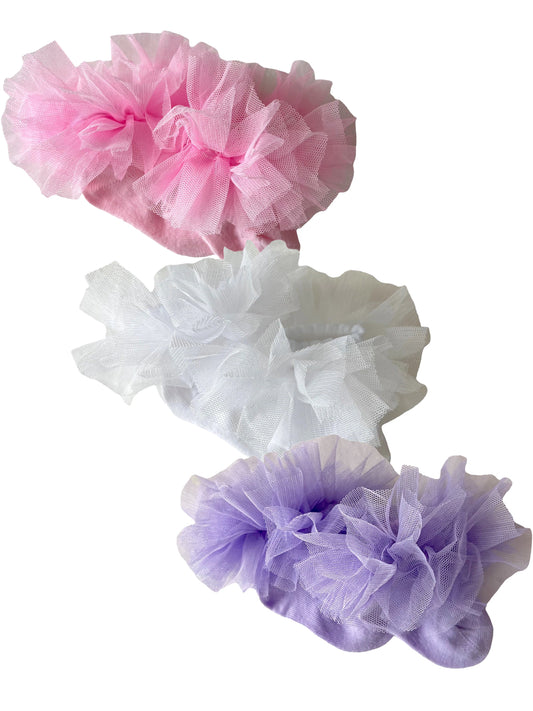 3-Pack Tutu Socks, Pink, White, Lilac