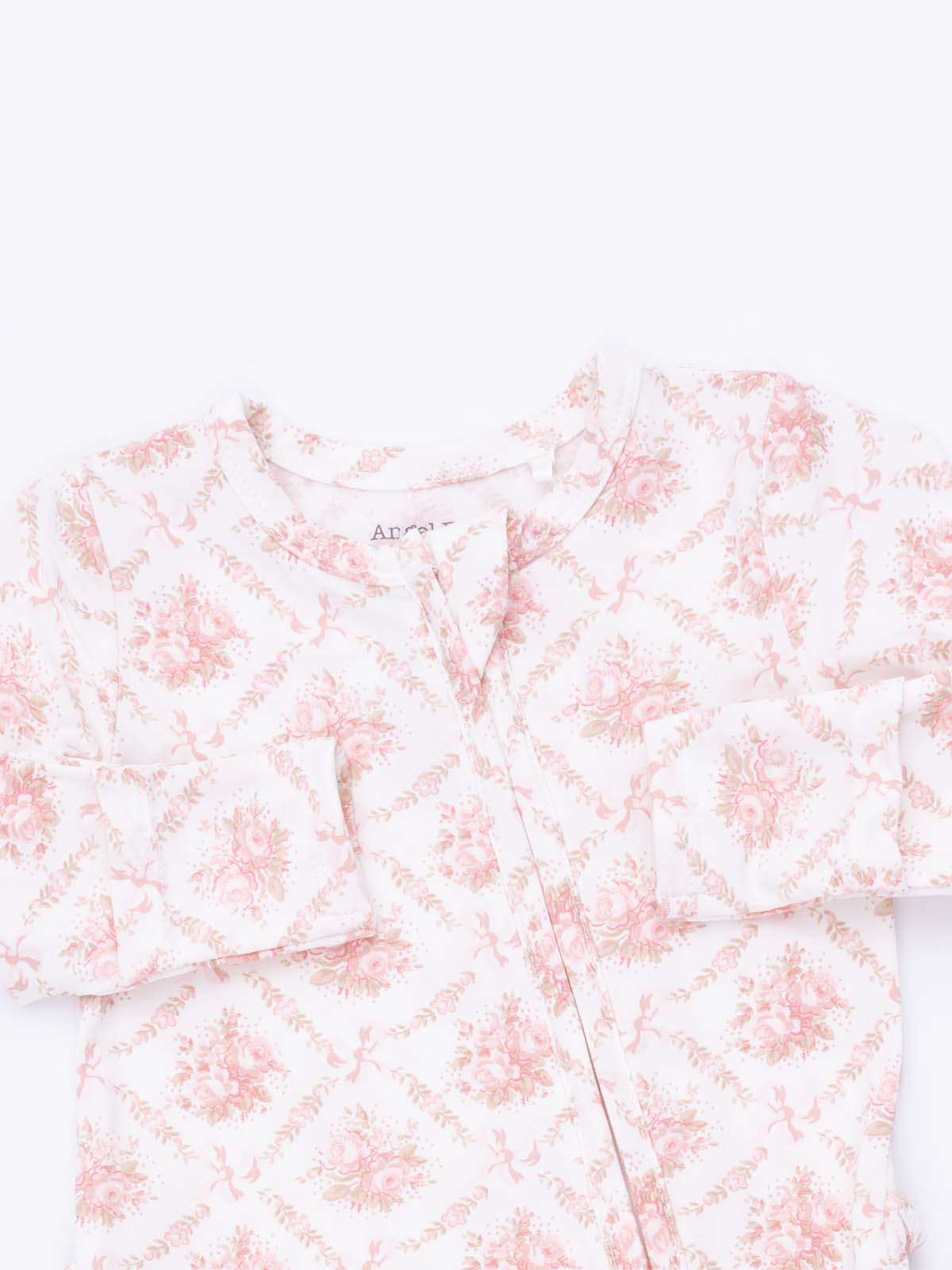 2-Way Zip Ruffle Footie, Rose Bow Lattice