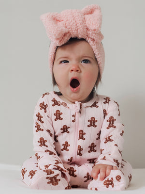 Blush Gingerbread / Organic Pointelle 2-Way Zip Footie