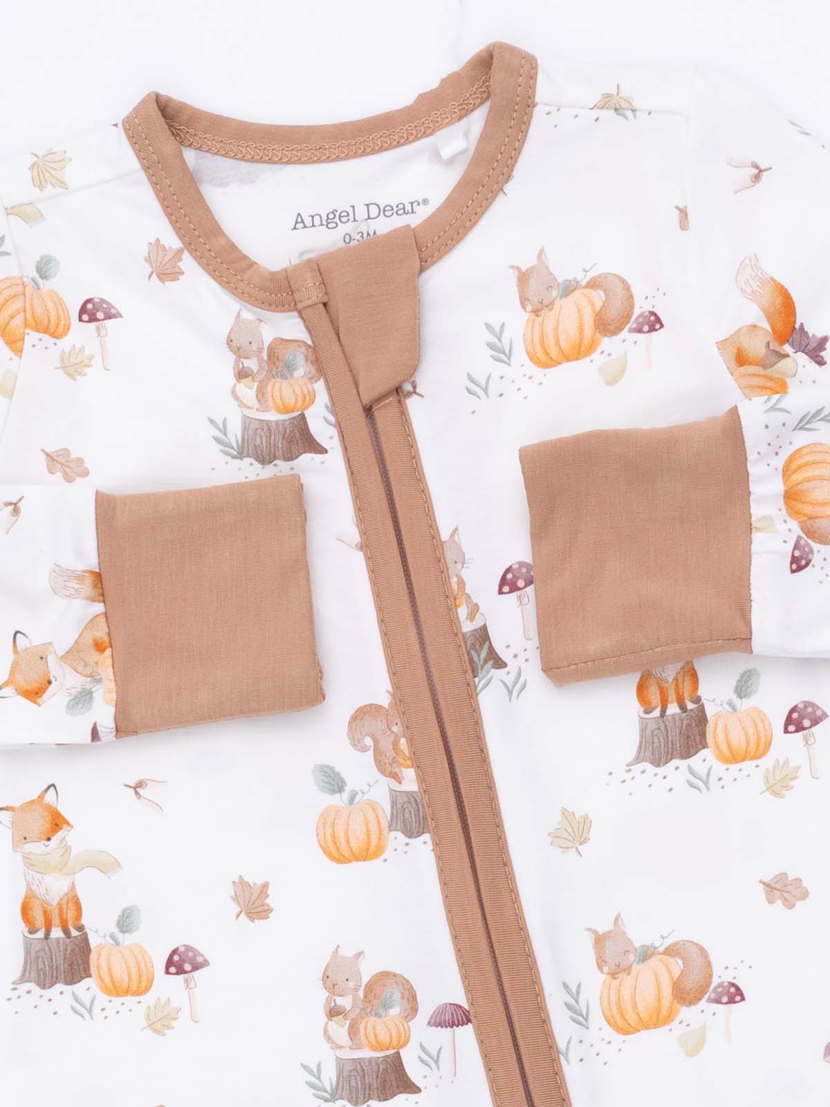 2-Way Zip Romper, Woodland Animals with Pumpkins