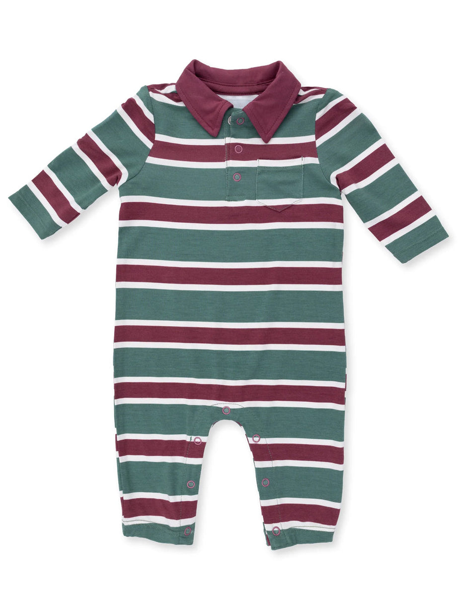 Polo Romper, Rugby Stripe