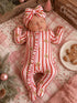 2-Way Zip Ruffle Footie, Gingerbread Lane Pink