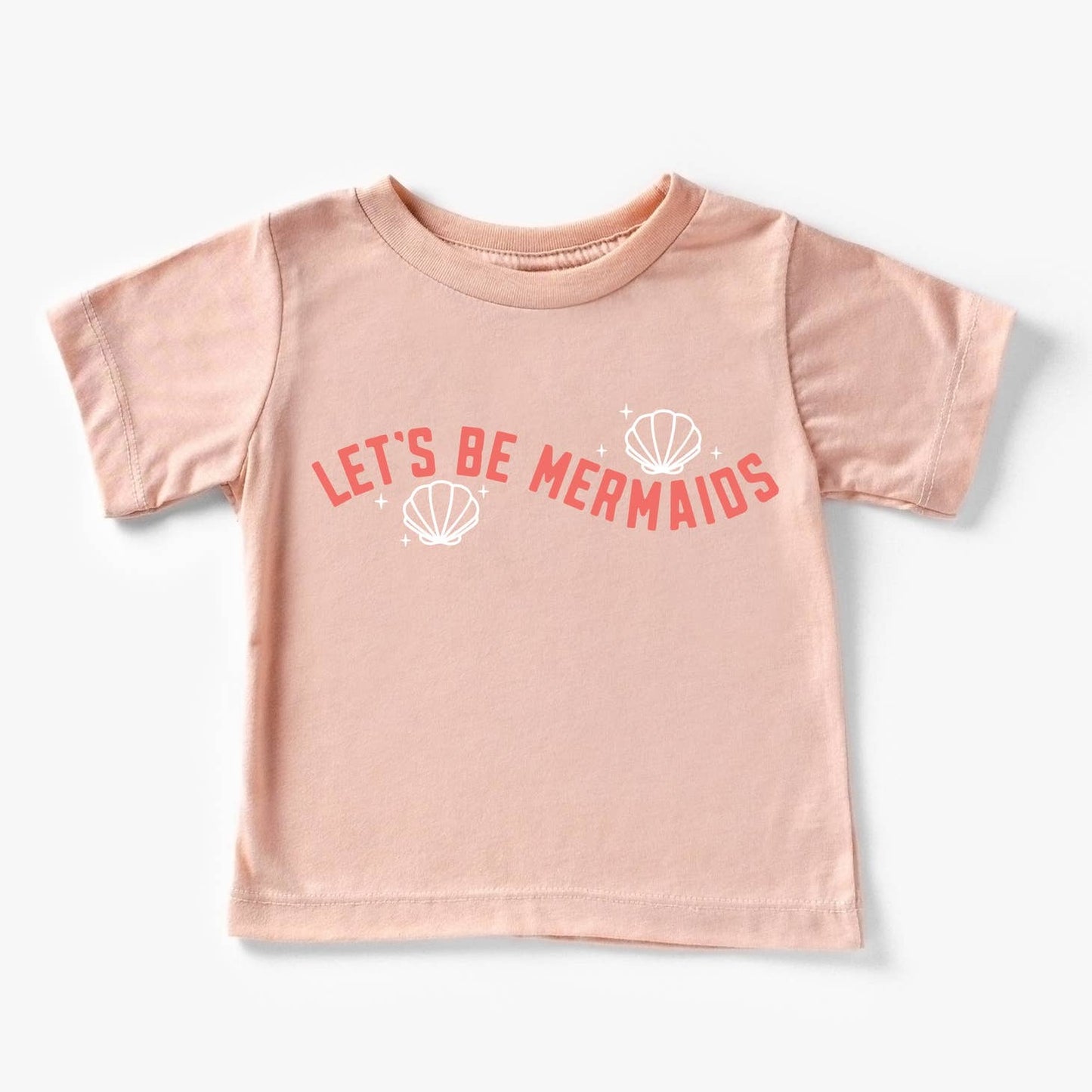 Kid's Graphic Short Sleeve Tee, Let's Be Mermaids Peach