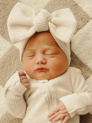 Organic Waffle Knot Bow, Snow