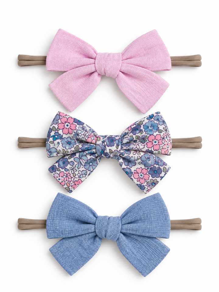 3-Pack Nylon Bows, Flora