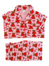 Pink pajama set featuring teddy bears and hearts, perfect for cozy sleepwear.