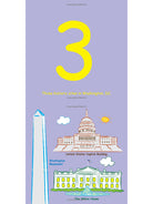 "Illustration of three historic sites in Washington, D.C.: the Washington Monument, U.S. Capitol, and the White House."