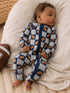 2-Way Zip Romper, Football Patchwork