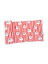 Red and white striped fabric featuring playful Santa Claus illustrations. Perfect for holiday-themed projects.