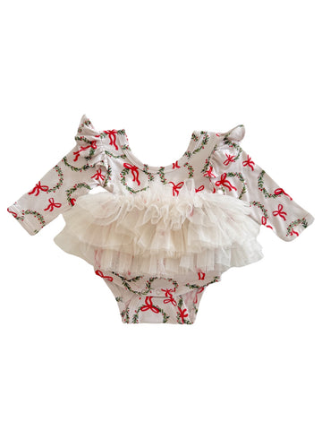 Long Sleeve Tutu Bodysuit, Wreath