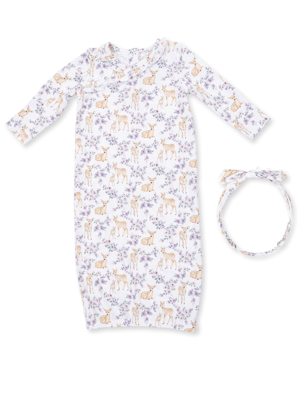 Kimono Gown & Headband Set, Floral Deer