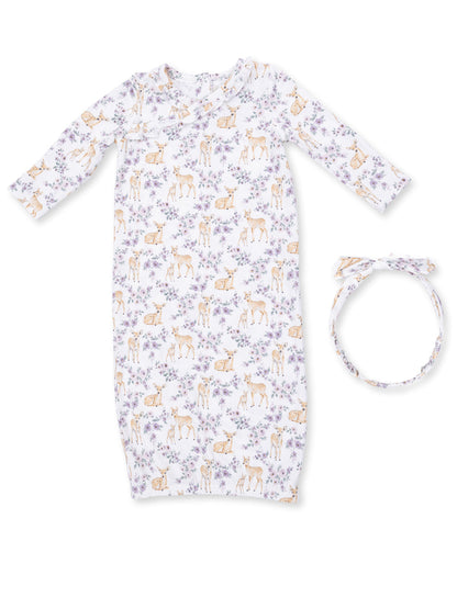 Kimono Gown & Headband Set, Floral Deer