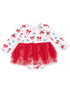 Long Sleeve Tutu Bodysuit Dress, Bows & Candy Canes