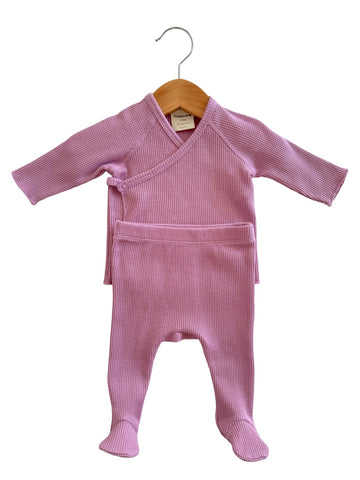Organic Waffle Kimono & Pant Set, Lavender