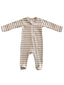 Tan Stripe / Organic Ribbed Zip Footie