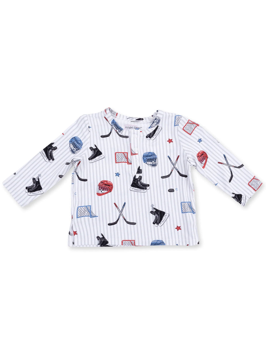 Long Sleeve Henley, Hockey Stripe