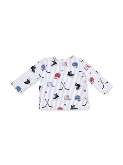 Long Sleeve Henley, Hockey Stripe