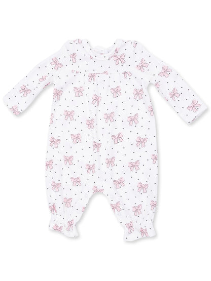 Ribbed Cuff Sleeve Romper, Bows and Hearts