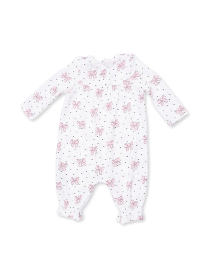 Ribbed Cuff Sleeve Romper, Bows and Hearts