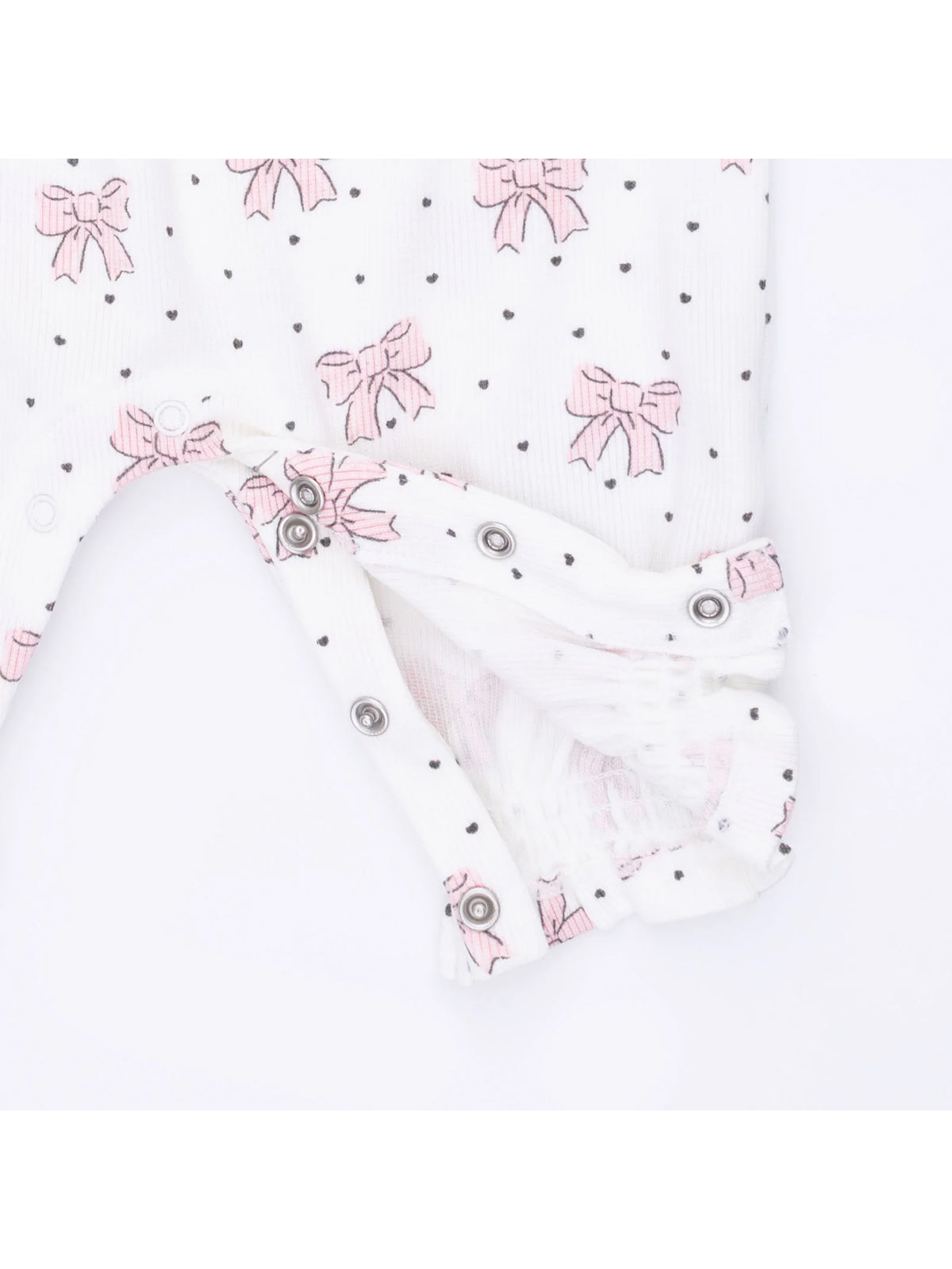 Ribbed Cuff Sleeve Romper, Bows and Hearts