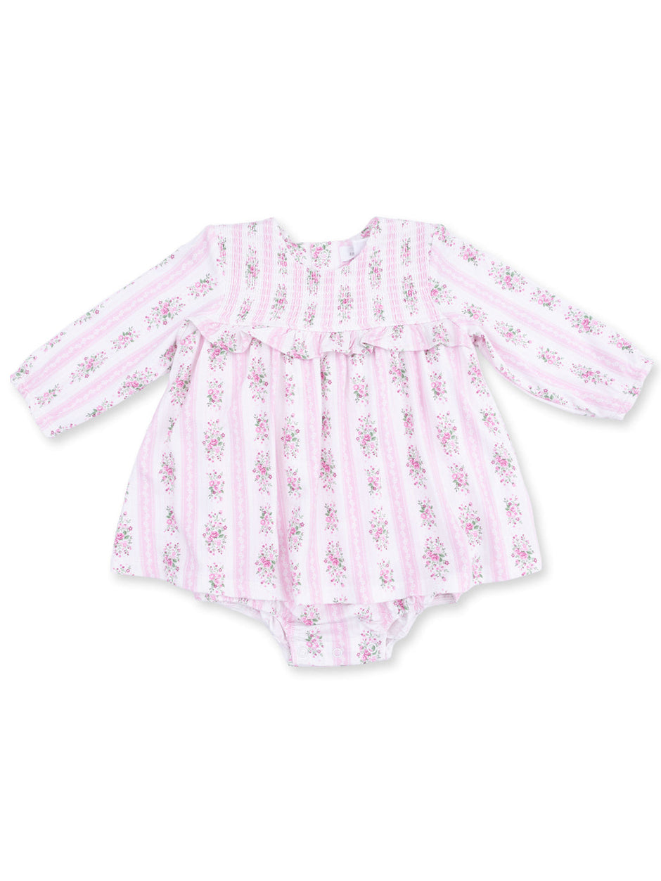 Smocked Ruffle Bubble w/ Skirt, Bella Rose Stripe
