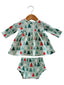 Organic Waffle Simple Dress & Bloomer, Festive Firs