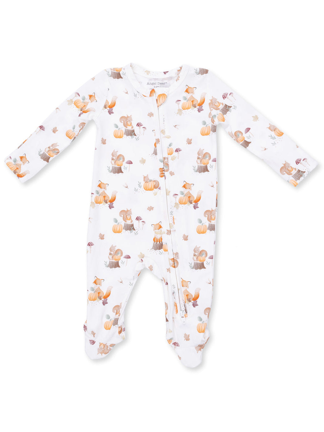 2-Way Zip Footie, Woodland Animals with Pumpkins