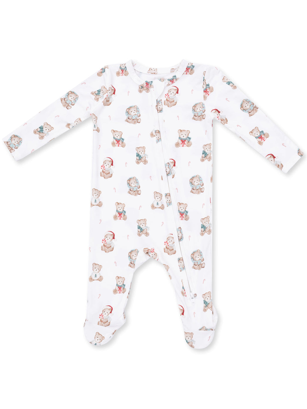 2-Way Zip Footie, Christmas Teddy Bears Uni