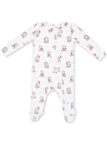 2-Way Zip Footie, Christmas Teddy Bears Uni