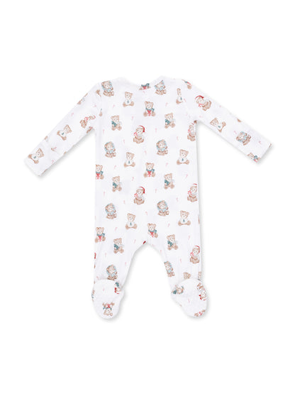 2-Way Zip Footie, Christmas Teddy Bears Uni
