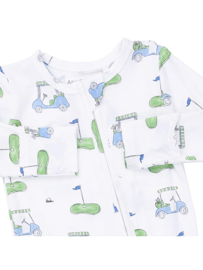 2-Way Zip Footie, Golf Carts Blue