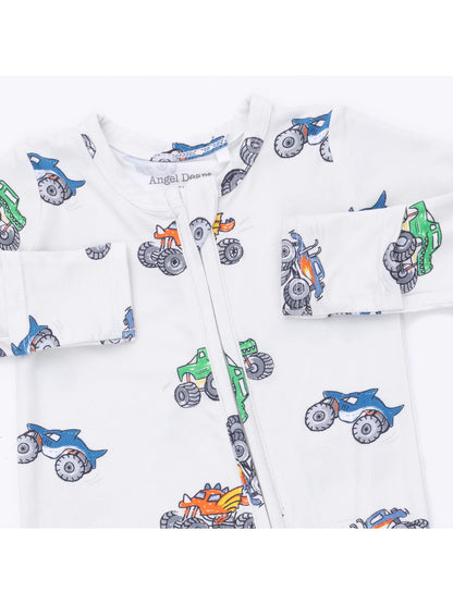 2-Way Zip Footie, Monster Trucks