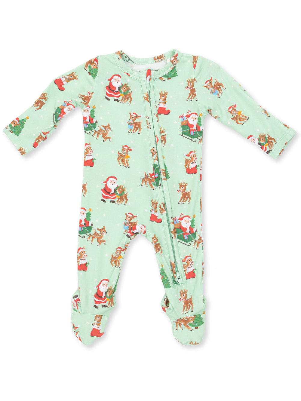 2-Way Zip Footie, Vintage Reindeer & Santa Uni