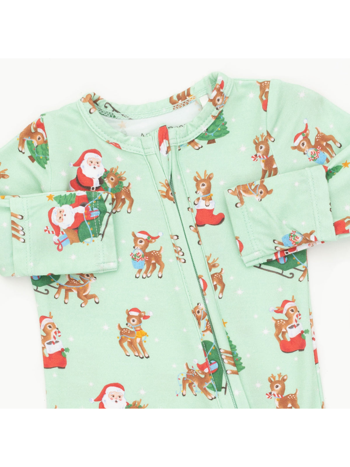 2-Way Zip Footie, Vintage Reindeer & Santa Uni