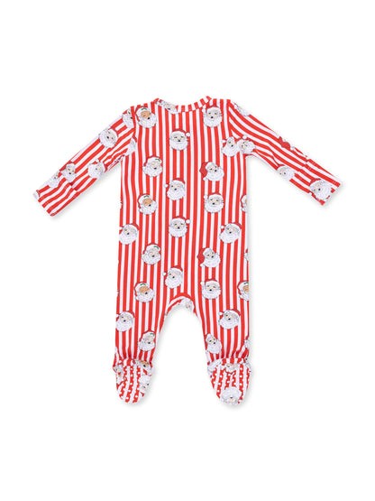 2-Way Zip Footie, Vintage Santa Stripe