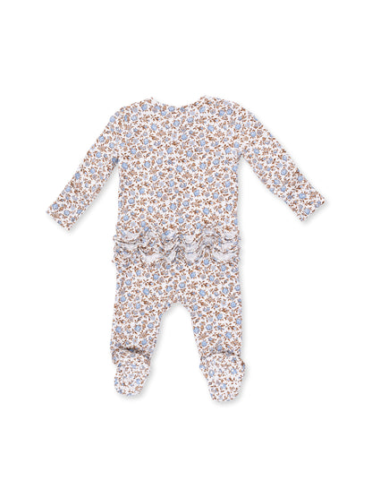 2-Way Zip Ruffle Footie, Hazel Floral