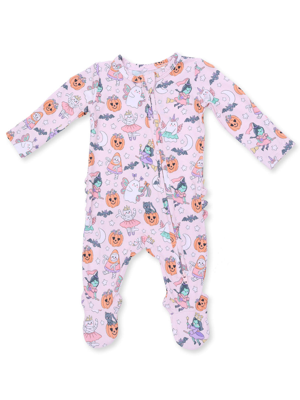 2-Way Zip Ruffle Footie, Halloween Monster Dress Up Pink