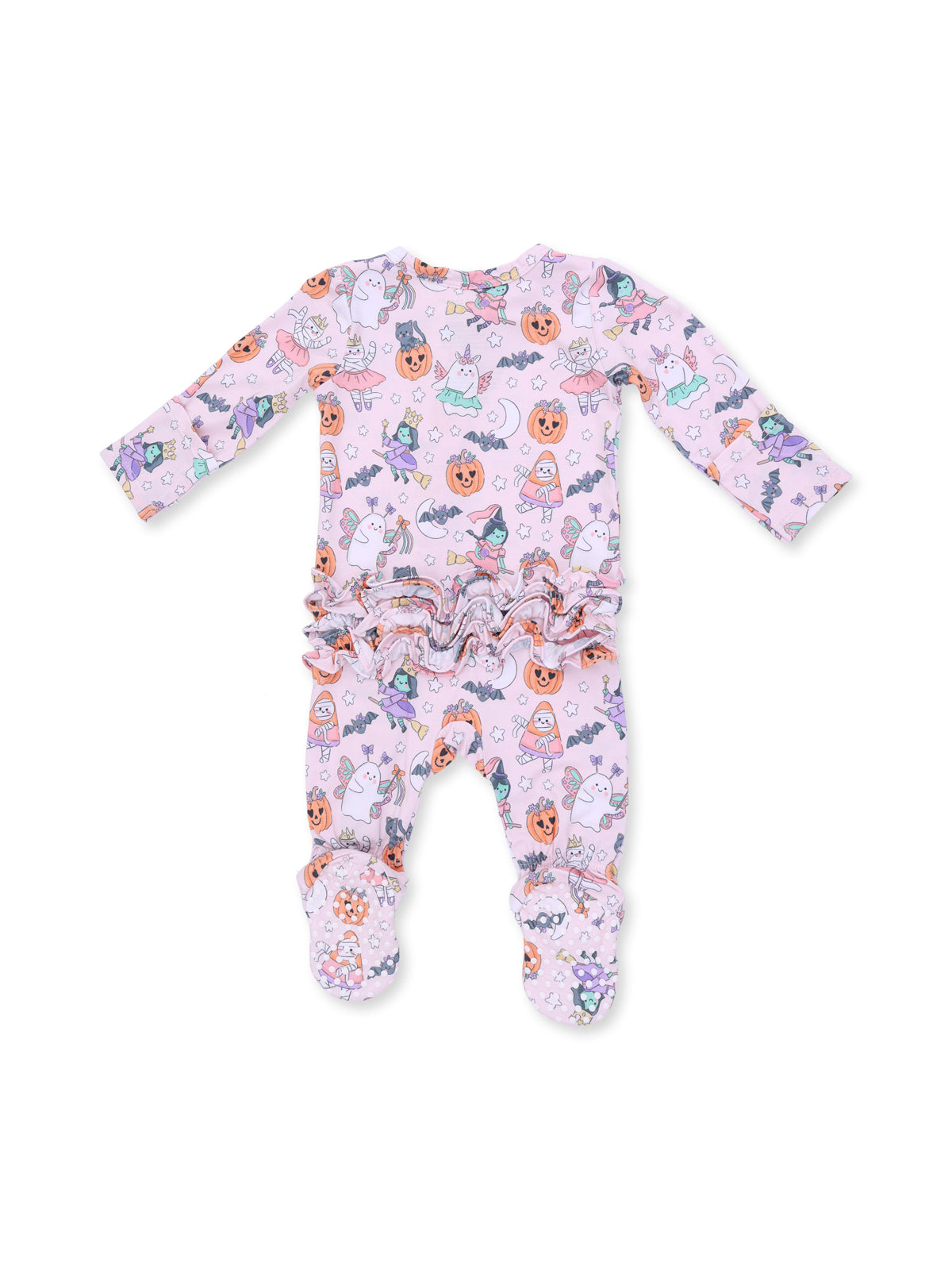 2-Way Zip Ruffle Footie, Halloween Monster Dress Up Pink