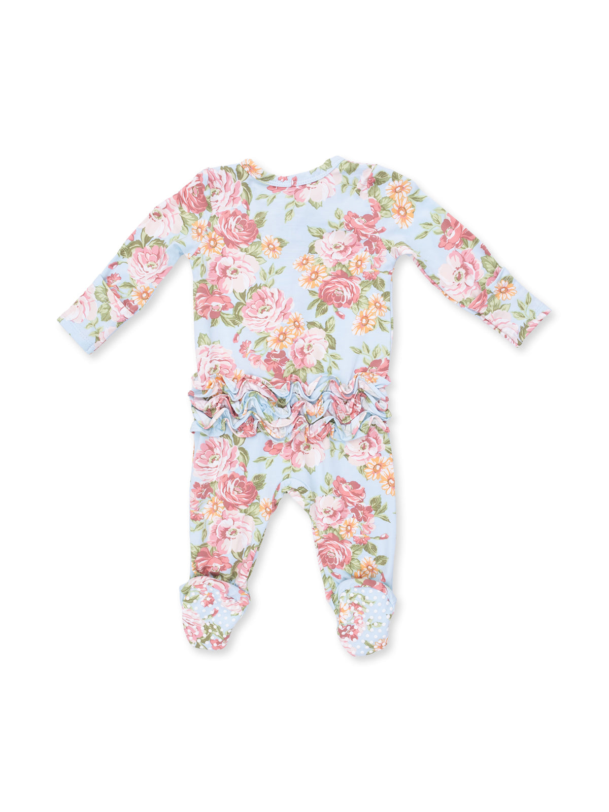 2-Way Zip Ruffle Footie, Angeline Floral