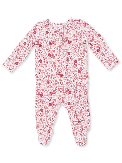2-Way Zip Ruffle Footie, Serene Floral