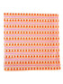 Orange pumpkin pattern on a striped fabric backdrop with pink and white lines. Ideal for autumn themes.