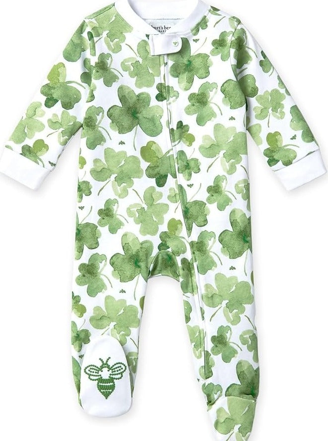 St. Patrick s Day Organic Zip Footie Cutest Clover SpearmintLOVE