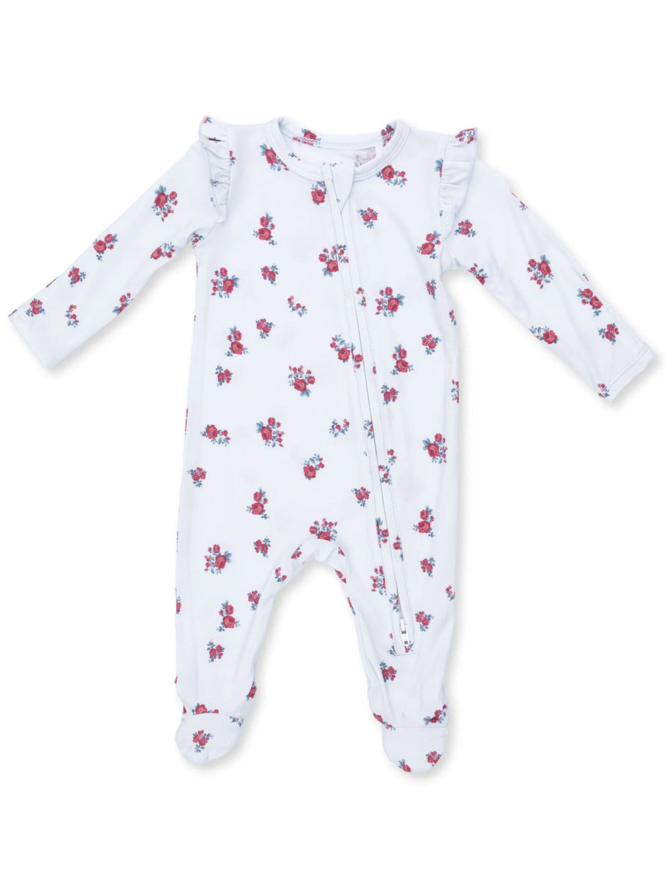 Ruffle Sleeve 2-Way Zip Footie, Alyssa Floral