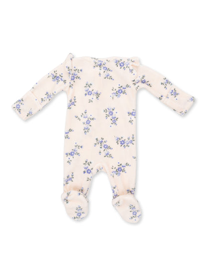 Velour Ruffle Sleeve 2-Way Zip Footie, Sweet Hanna Floral